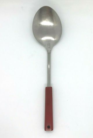 Vintage Voos Arrow Solid Cooking / Serving Spoon Red Bakelite Handle 10 " Usa