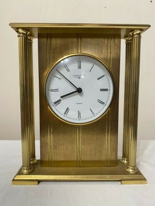 Longines Mantel Table Shelf Clock Solid Brass Metal German Vintage Mantle