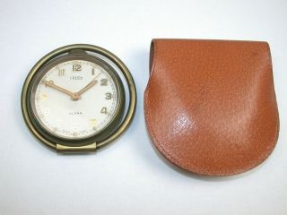 Swiss “concord” 8 - Day Alarm Travel Clock With Pouch.  52c