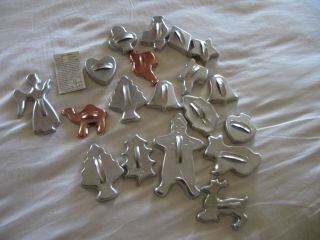 19 Old Vintage Metal Cookie Cutters Christmas Animals Shapes Gingerbread Man