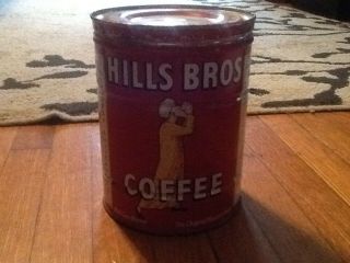 Vintage Hills Bros 2 Lb Coffee Tin With Metal Lid