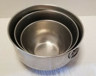 Set Of 3 Vintage Stainless Steel Ring Nesting Mixing Bowls
