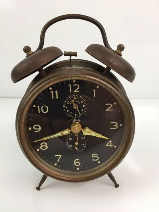 Vintage Bradley Alarm Wind Up Clock Double Bell Germany
