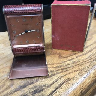 Cyma Watch Co.  - Mid - Century Swiss Travel Alarm Clock - Vintage - Box - Instructions