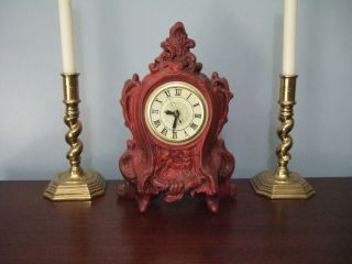 Vtg Holland Mold Lanshire Movement Mantle Clock Electric Ceramic Cherub