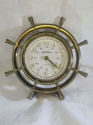 Seth Thomas Ships Wheel Alarm Clock Brass Well.  Bin/b