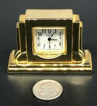 Vintage Wolf Solid Brass Miniature Mantle Quartz Clock -