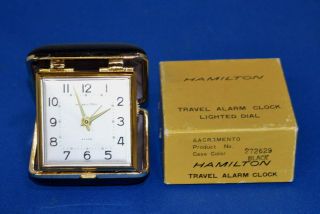 Vintage Hamilton Travel Alarm Clock,  W.  Box