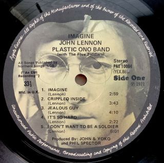 John Lennon - “imagine” Uk 1st Press Lp - 1u/1u Porky Pecko - Complete - Nm