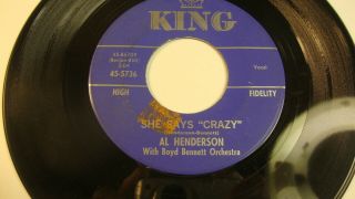 R&b Rockabilly 45 Al Henderson " She Says Crazy " Hear