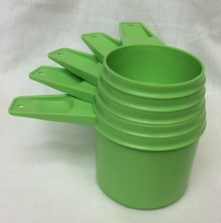 Vintage Set 5 Tupperware Apple Green Measuring Cups