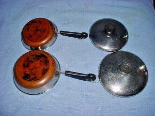2 1801 Revere Ware Vintage Copper Bottom Skillet Fry Pan W Lid 6 1/4 & 7 1/4 In