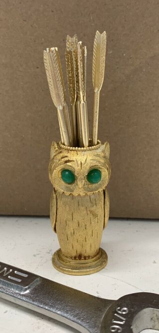 Adorable Vintage Florenza Owl & Arrows Toothpick