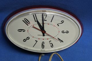 Vintage Mcm General Electric Kitchen Wall Clock White Red Model 2h115 1950s