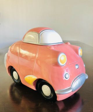 Vtg Large Coco Dowley 4 Wheels Car Cookie Jar Pink Beetle Volkswagen Automobile