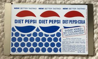Vtg Diet Pepsi Cola Soda Can Flat Sheet Unrolled Astro Canners Denver Pull Tab