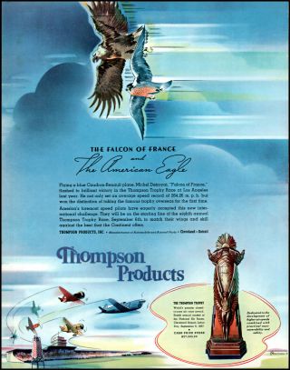 1937 Airplanes Thompson Trophy Race Thompson Products Vintage Art Print Ad L28