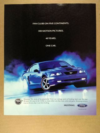 2004 Ford Mustang Blue Car Photo Vintage Print Ad