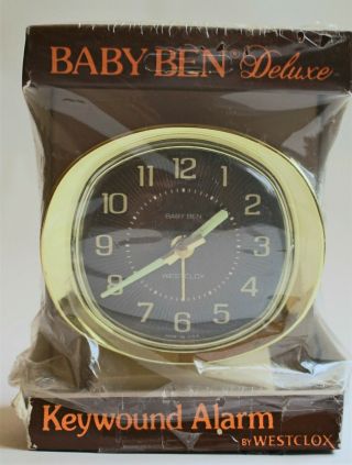 Vintage Nos Westclox Baby Ben Wind Up Alarm Clock Box