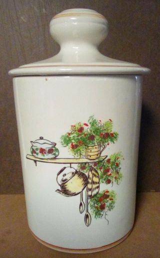Vinage Ceramic Kitchen Canister Cookie Jar w Lid Hand Painted in Brazil 2