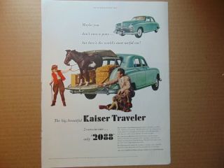 1949 Kaiser Traveler Automobile Pony Hay Vintage Art Print Ad