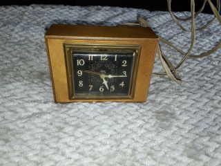 Vintage Ge General Electric Wood Alarm Clock Brass Feet Model 75269