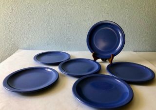 Vintage Texas Ware Blue Salad Plates - Set Of 6