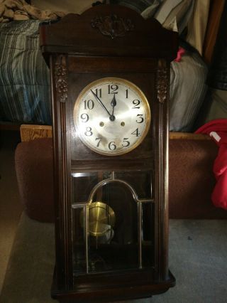 Antique Pendulum Wall Clock Regulator Oak Gong (like Junghans Kienzle Becker)