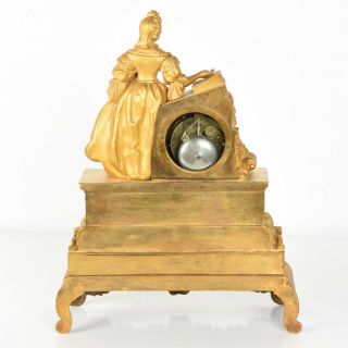 Mercury Gilt Bronze Figural Clock 19C Signed French Antique ca 1830 Noble Lady 2