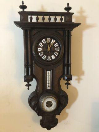 Antique Junghans Wall Clock With Barometer And Thermometer Restoration