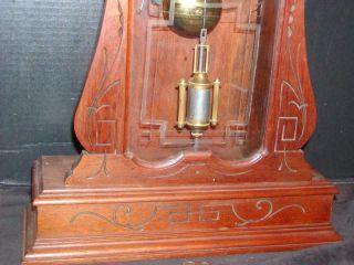 Antique WALNUT MANTEL CLOCK -,  Runs,  21 