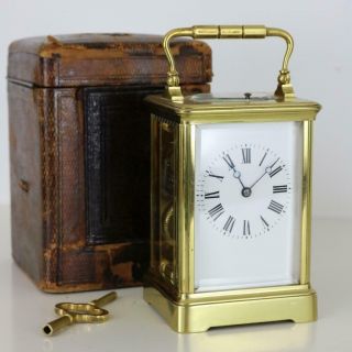 Rare Margaine Petite Sonnerie Carriage Clock Quarter Chime On 2 Gongs Case & Key
