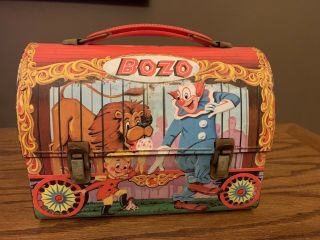 Vintage Bozo The Clown Tv Cartoon Animated Dome Lunchbox From 1963