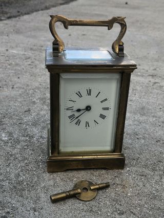 Antique French Brass Carriage Clock - Order With Key