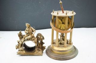 Vintage Large Torsion/ Anniversary Clock & French Figural Spelter Clock Case