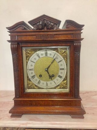 Carved Walnut Cased Bracket Clock By Lenzkirch C1895