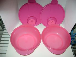 (2) Tupperware Microwave Bowls with Vented Lids - 2645A/2648B - Pink 3