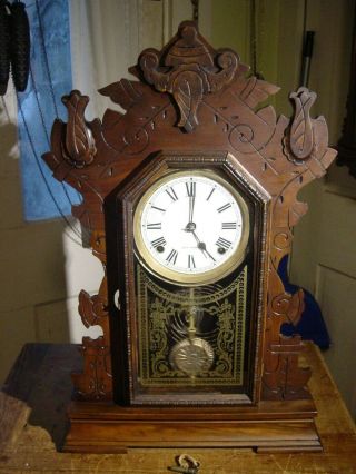 Antique Rare Seth Thomas 1900 Black Walnut " Harvard " College Series Shelf Clock