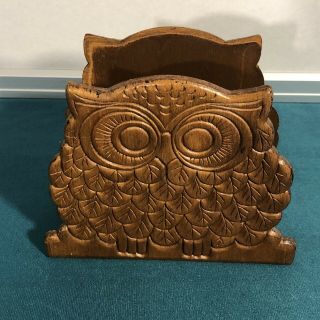 Vintage Wood Owl Napkin/mail Holder