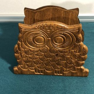 Vintage Wood Owl Napkin/Mail Holder 3
