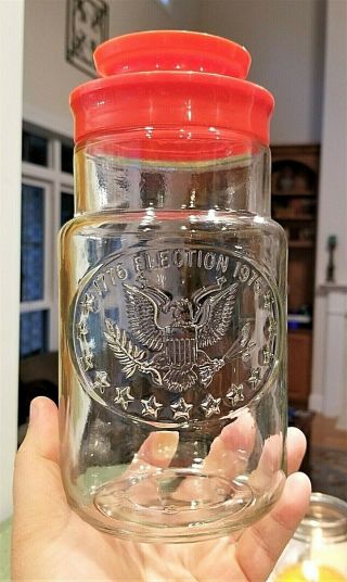 Maxwell House Coffee Glass Jar Bicentennial Election Eagle Canister 1976 Vtg
