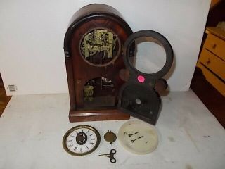 Miniature 30 Hour T,  S,  A Round Top Shelf Clock Circa.  1860 3