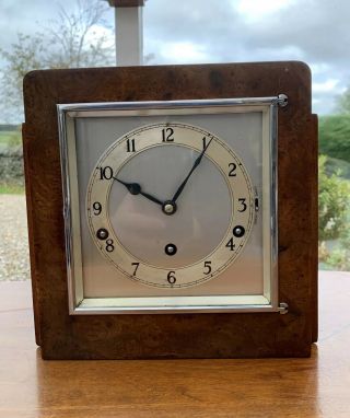 Garrard Coronet Westminster Chiming Mantel Clock with 8 Day Movement Burr Walnut 2
