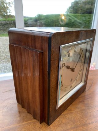 Garrard Coronet Westminster Chiming Mantel Clock with 8 Day Movement Burr Walnut 3