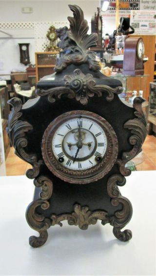 1882 Ansonia Clock Co.  Cast Iron & Ormolu Mantle Clock Parts Ex Cond