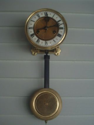 Antique Hamburg American R&a Wall Clock Movement,  Runs,  Case Ready