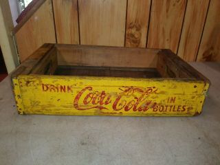 Vintage Wooden Coca Cola 24 Bottle Crate Yellow