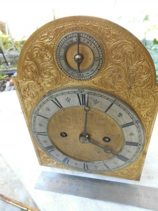 Bracket Clock Movement For Spares Or Repairs Only.  Runs And Strikes.  Fusee Drive