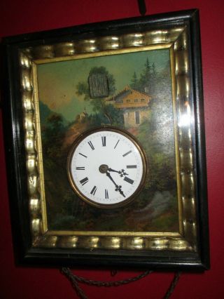 Antique C 1865 Black Forest Picture Frame Cuckoo Clock