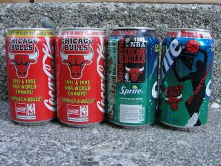 4 Cans Coca Cola From The Usa,  Chicago Bulls Nba Champions Sprite Coke